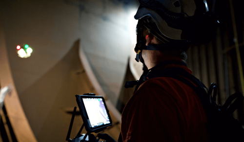 UAV Inspection Matt Bain conducti ng marine class inspections of a ballast tank on an offshore FPSO