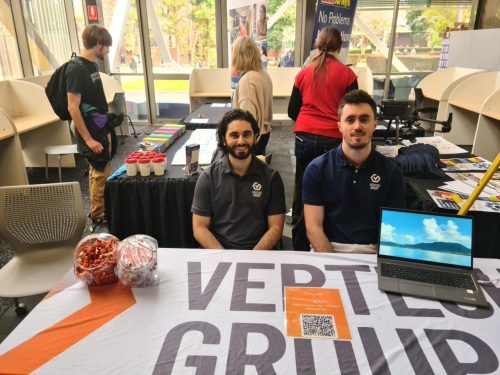 Two Vertech Group Employees represent the company at a Curtin Career's Day