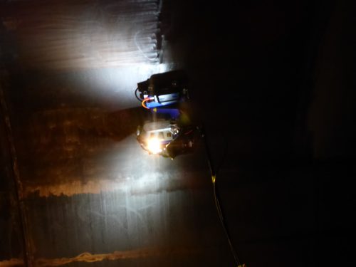 an RDVI crawler robotic illuminating the way in a tank.loading=