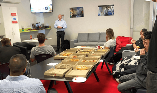 The GE representative giving the vertech staff a lesson on the different radioghy units, radiography applications and the radiography units we have as part oif a lunch and learn for the vertech team