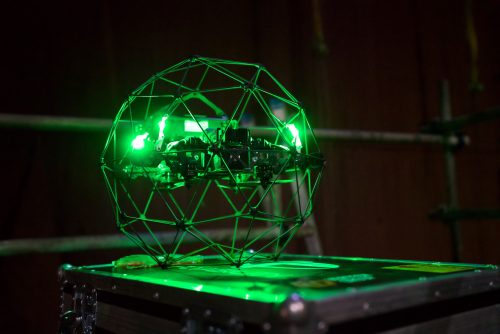 An image of an ELIO drone or UAV lit up as part of a marine class inspection of FPSO tanks