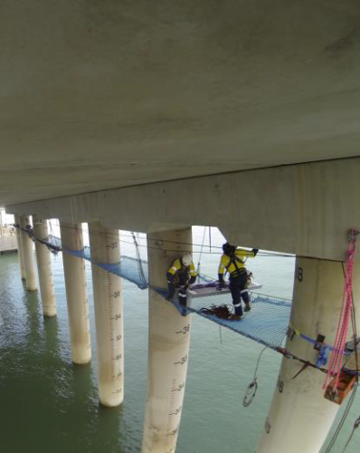 Engineered decking systems deployed on the underside of a jetty Engineered decking systems deployed on the underside of a jetty