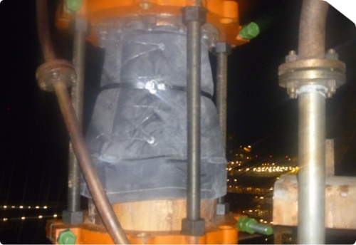 A flare tip mechanism wrapped in some kind of protective coating.loading=