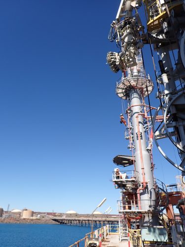 Vertech IRATA rope access AICIP and NDT inspectors conducting pressure piping and vessel close visual inspections on Karratha Gas Plant (KGP).