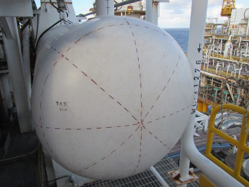 An image of the dome end of a pressure vessel on an offshore asset.