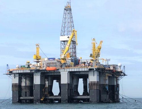 A standoff image of a Diamond offshore Mobile offshore drilling unit (MODU) as part of lifting, NDT and Fleet wide Inspection services