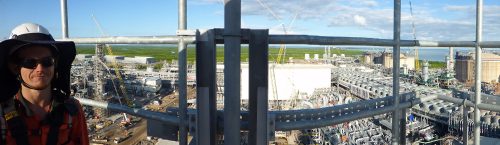 A vertech technician poses for a photo at the INPEX LNG plant.