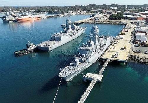 A image of two australian Naval vessels in port