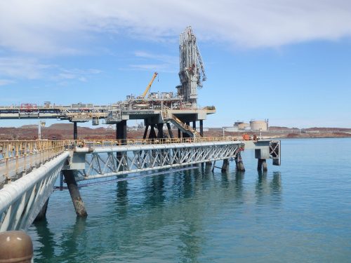 An industrial jetty at the KGP facility.