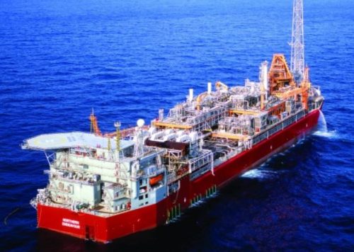 The Northern Endeavour Floating Production Storage and Offloading (NE FPSO) facility before ceasing operations.