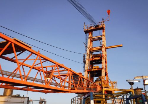 The arm of an offshore crane.