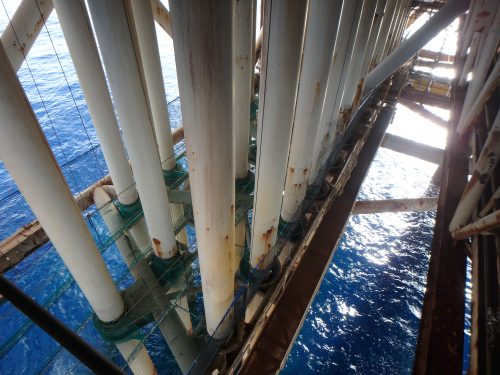 Image from above of netting platform