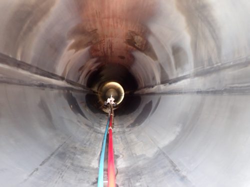 A Remote crawler system being deployed as part of an internal visual inspection (IVI) removinG the requirement for manned confined space inspection