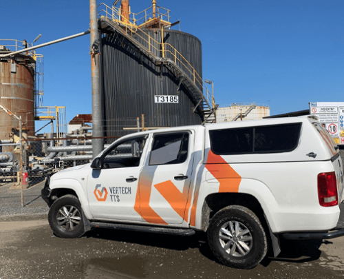 Storage Tank Testing service vehicle as part of an API653 Tank inspction campaign