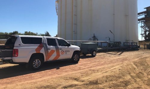 a Tank testing Utility vehicle arriving on site to conduct API 653 inspection and MFL floor tank scanning amoung other NDT diciplines as required