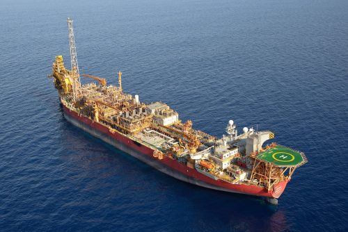 A Woodside image of the Okha floating production storage and offloading (FPSO) vessel on station.