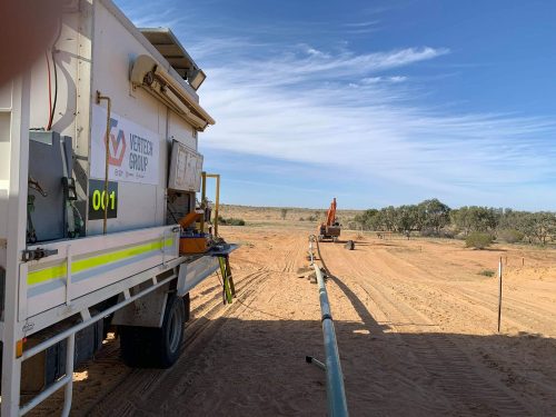 The mobile radiography team in the Copper Basconducting pipeline radiography.