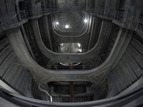 The inside hull of the offshore facility is being tested.