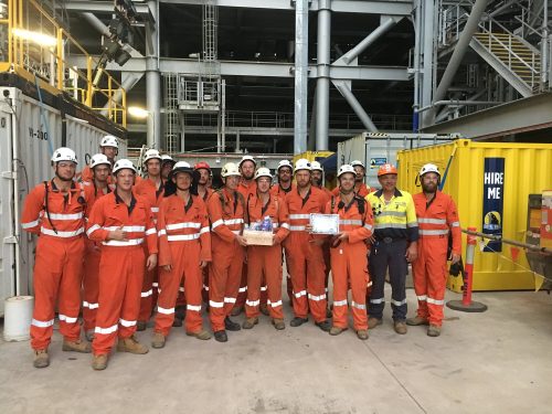 A few of the Rope access trades team on the greenfield phase of INPEX LNG construction support project.