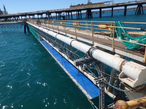 A Web deck and engineered decking system, with encapsulation being installed on an LNG birth as part of a Structural Coatings campaign